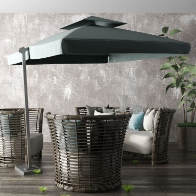 现代藤编休闲桌椅组合