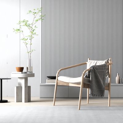 现代休闲椅 盆栽