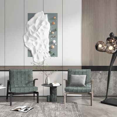 现代风格单椅边几，墙饰，人物雕塑