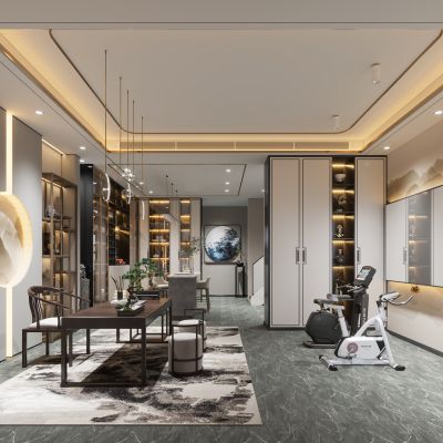 新中式地下室休闲室