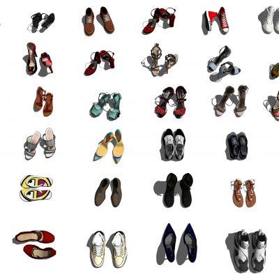 现代鞋子运动鞋高跟鞋女鞋男鞋SU模型