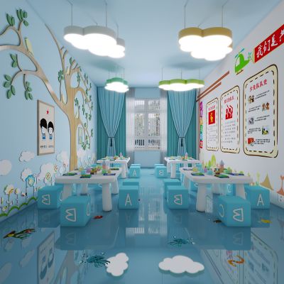 现代教室，教室，