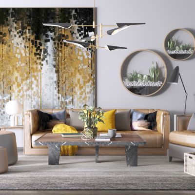 现代沙发茶几组合