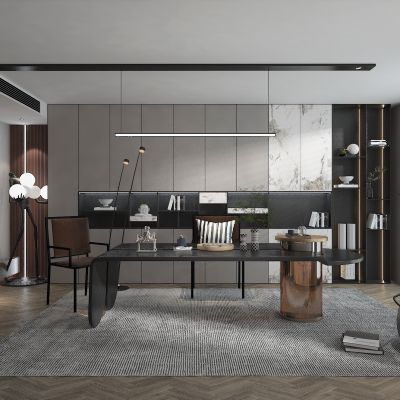 现代风格书房，书桌椅组合