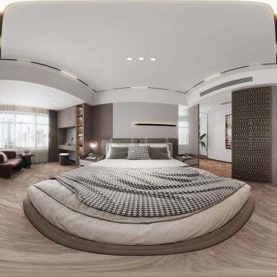 现代轻奢卧室全景模型
