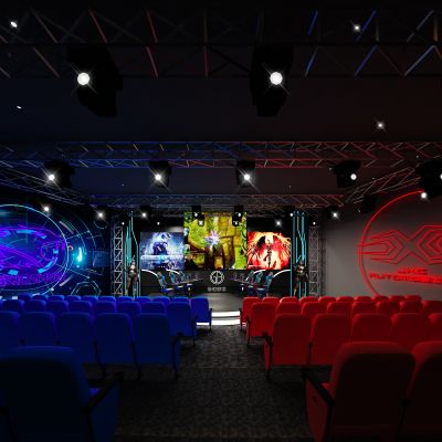 现代网咖游戏竞技比赛大厅3D模型