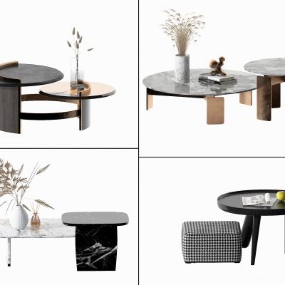 现代茶几，摆件