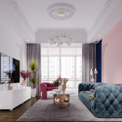 美式现代简约轻奢风格客厅
