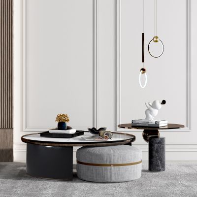 现代茶几，摆件