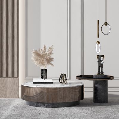 现代圆形茶几组合