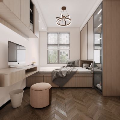 现代榻榻米卧室，榻榻米，