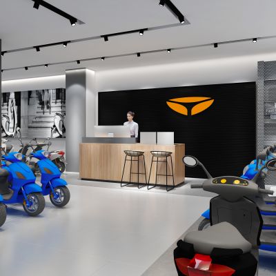 现代简约电动车雅迪前台大厅