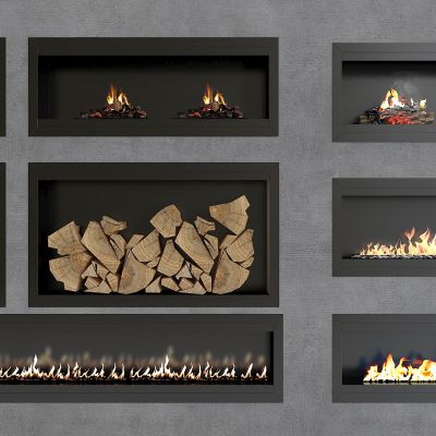 现代电子壁炉3D模型