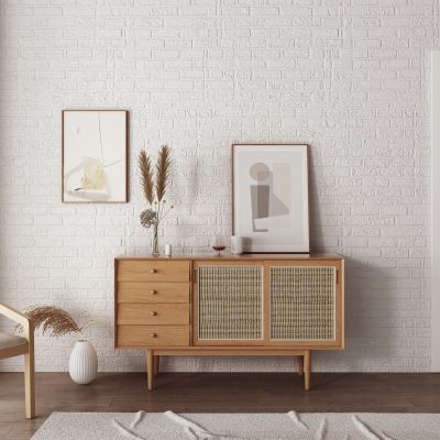 新中式实木边柜