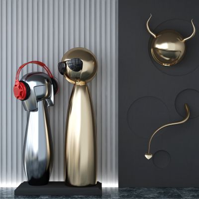 现代金属小人雕塑