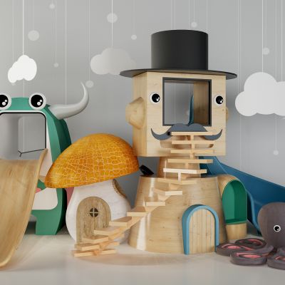 现代儿童滑梯游乐器材设备设施