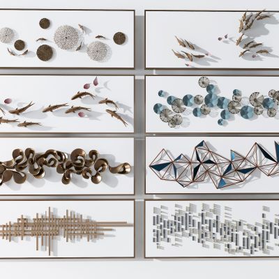 现代金属鱼群，墙饰，挂件