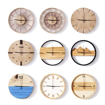 北欧圆形原木时钟