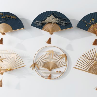 新中式扇面墙壁挂件