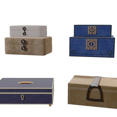 新中式绒布软装饰品盒摆件