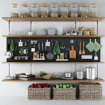 现代厨房餐具，水果，编织水果篮