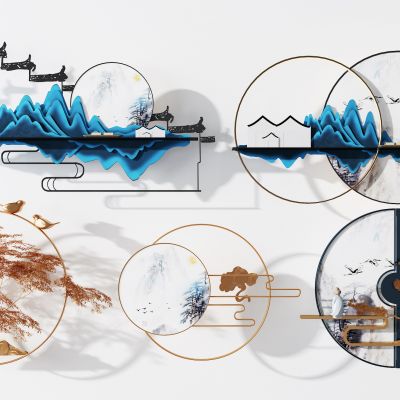 新中式山水墙饰，挂件