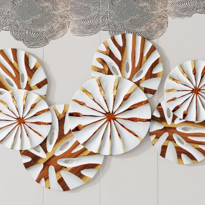 现代荷叶圆形墙饰，挂件