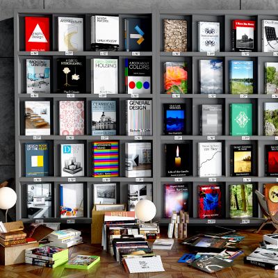 现代书柜，书籍摆件