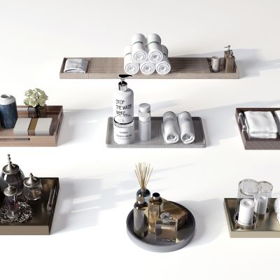 现代卫生间托盘饰品组合