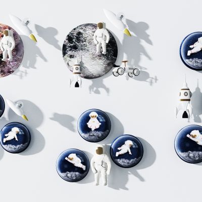 现代宇航员儿童房挂件，墙饰