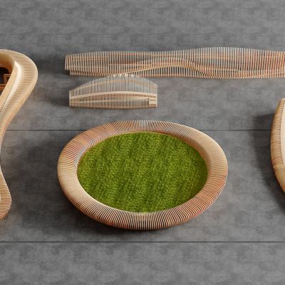 北欧户外木质公用椅