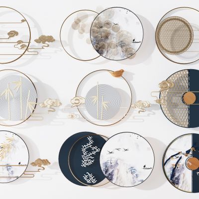 新中式祥云山水画,墙饰,挂件