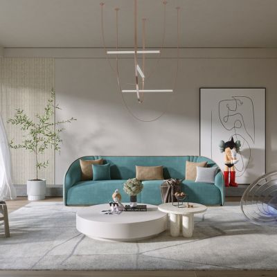 现代布艺沙发组合