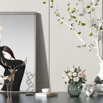 现代花瓶，花卉装饰品摆件3D模型