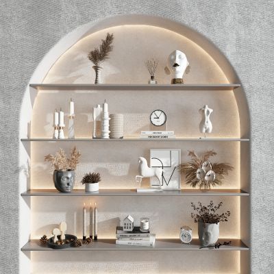 北欧花瓶，雕塑，书籍，摆件3D模型