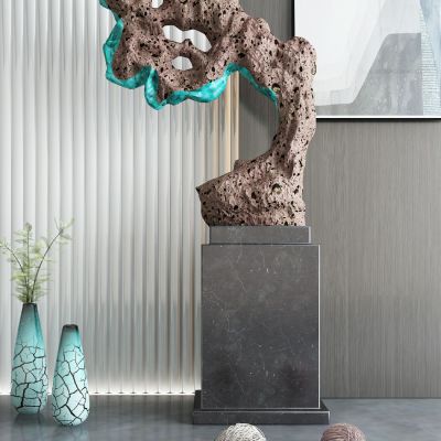 新中式绿松石假山摆件