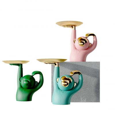 现代猴子托盘摆件