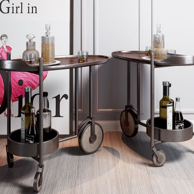 工业风金属手推餐车