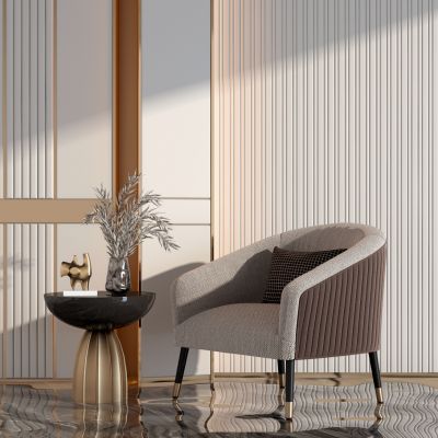 现代布艺休闲椅圆形边几