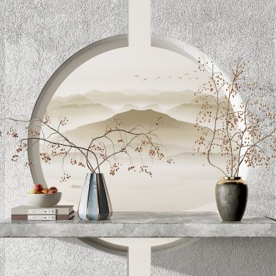 新中式花瓶，花艺摆件3D模型