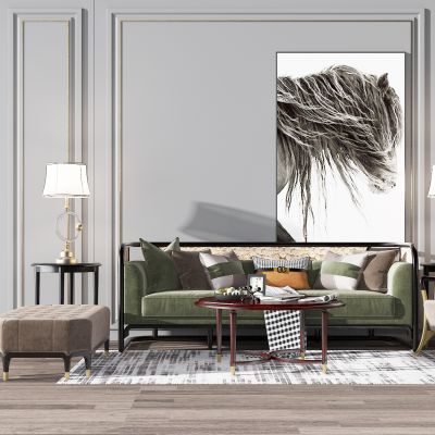 新中式沙发，茶几组合