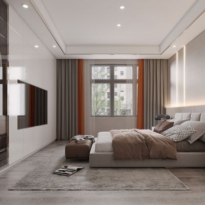 现代卧室，卧室，