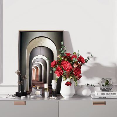 现代玫花瓶，装饰画，饰品摆件