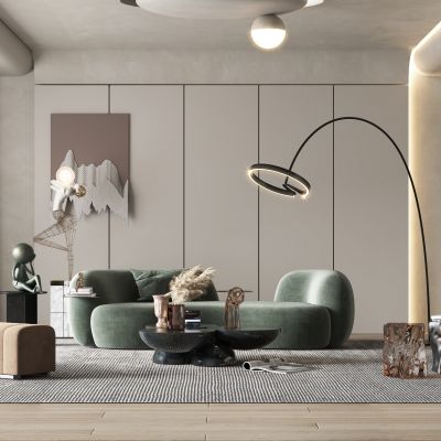 现代布艺异形沙发组合