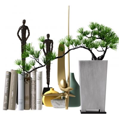 新中式雕塑盆栽摆件