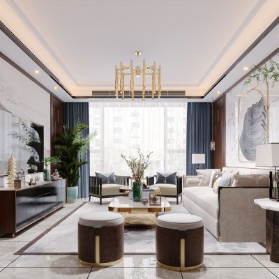 新中式简约轻奢风格客厅