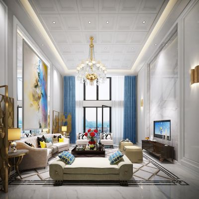 简欧别墅复式客厅