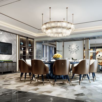 新中式别墅豪宅餐厅