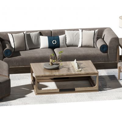 新中式沙发茶几组合