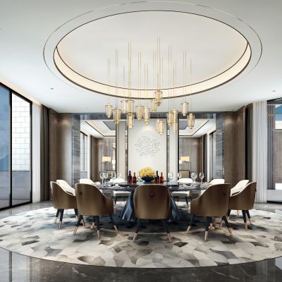 新中式别墅豪宅餐厅